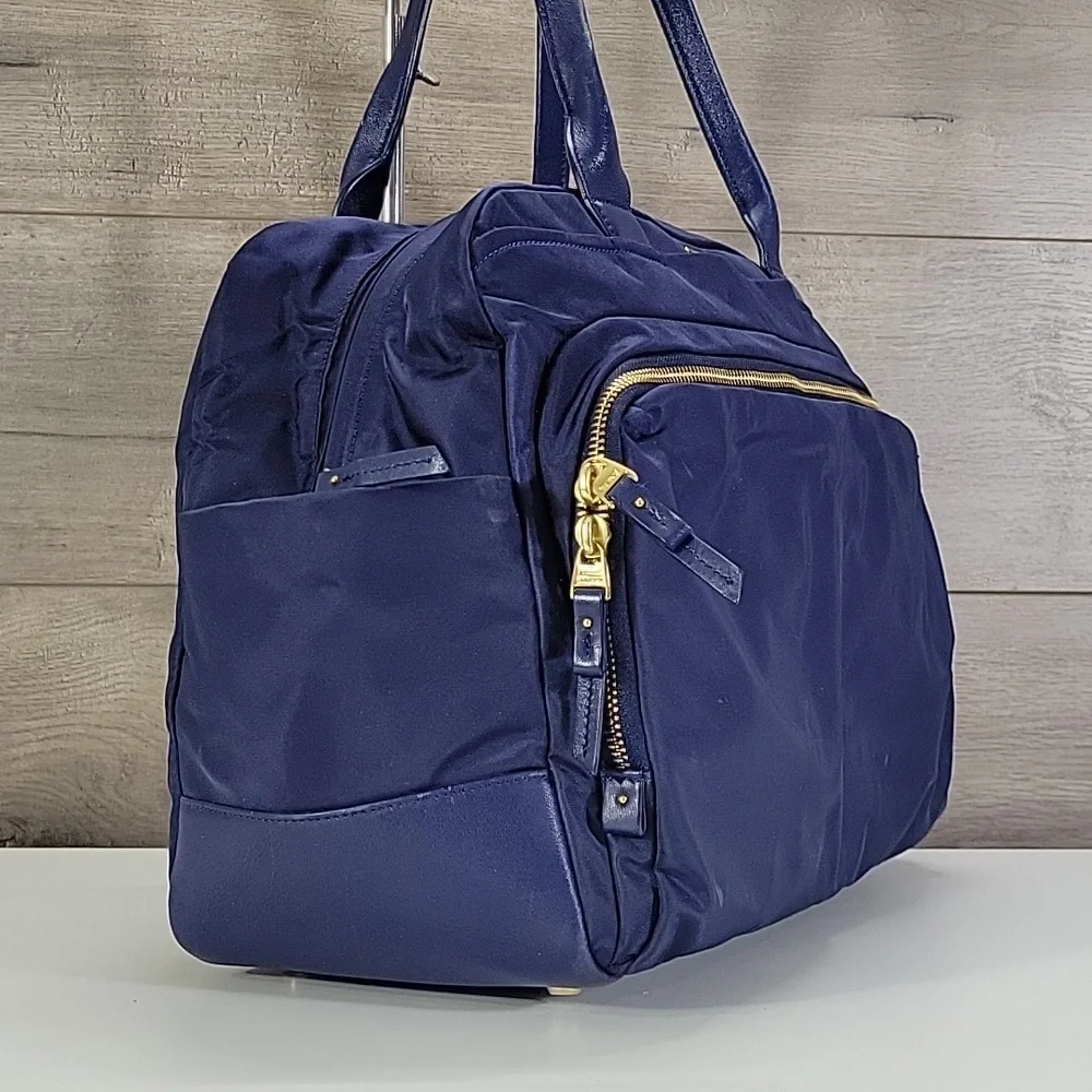 Tumi Blue Nylon/Leather Business Tote Bag